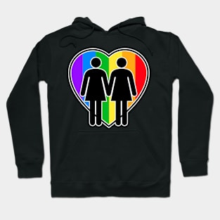 Lesbian Couple Valentines Day Rainbow Heart Hoodie